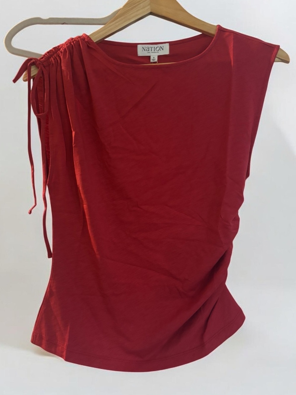 Nation Los Angeles Julie Shoulder Tie Top in Heartbeat Red NWT